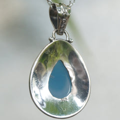 Jaladhara Blue Chalcedony Teardrop Pendant