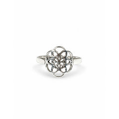 925 Silver Ring Geometric Openwork Lattice Pattern Decorative Band