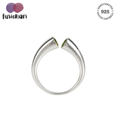 925 Sterling Silver Peridot Gemstone Open Band Ring for Women