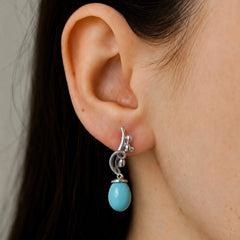 925 Sterling Silver Larimar Gemstone Drop Earrings for Women