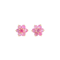 Chameli – Flower Ruby Gold-Plated Silver Stud Earrings