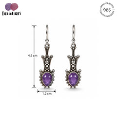 Jamuni - Amethyst Silver Teardrop Drop Earrings