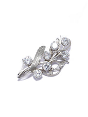925 Sterling Silver AD Zircon Floral Leaf Brooch Pin for Women and Girls