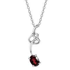 925 Sterling Silver Garnet Stone Scrollwork Pendant for Women