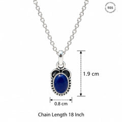 925 Sterling Silver Lapis Oval Pendant Cabochon Cut Blue Gemstone