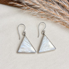 Trikonika - Scolecite Silver Drop Earrings