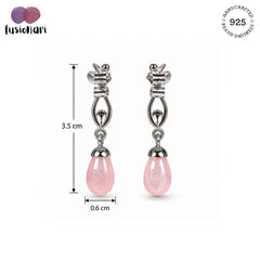 Pankhuri - Pink Chalcedony Silver Teardrop Earrings
