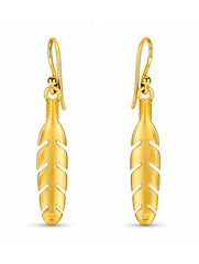 925 Sterling Silver Gold Plated Long Leaf Drop Earrings