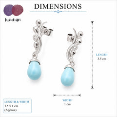 925 Sterling Silver Larimar Gemstone Drop Earrings for Women