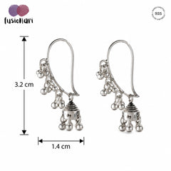 925 Silver Earrings "Mango Jhumka" Traditional design with Modern touch with tiny silver bells.