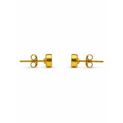 FUSIONARI 925 Sterling Silver Gold Plated Spiral Round Oxidised Swirl Stud Earrings