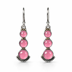 Valli - Pink Chalcedony Drop Earrings