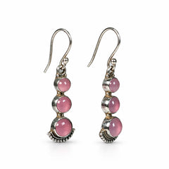 Valli - Pink Chalcedony Drop Earrings