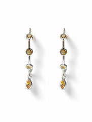 925 Sterling Silver Citrine Stone Hoop Earrings Gemstone Drop Jewelry