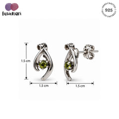 Tulsara - Peridot Silver Leaf Stud Earrings