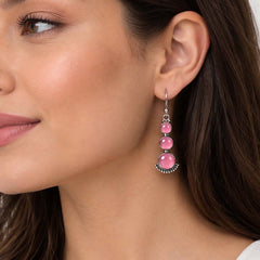 Valli - Pink Chalcedony Drop Earrings