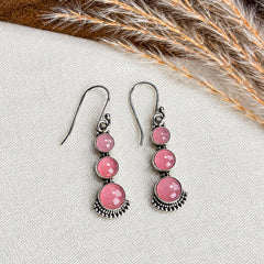 Valli - Pink Chalcedony Drop Earrings
