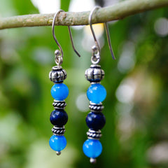 Neeravi Chalcedony & Lapis Silver Earrings