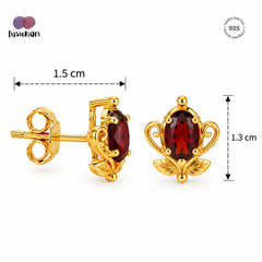 Rasala – Garnet Gold-Plated Stud Earrings