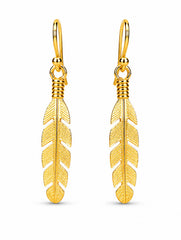 925 Sterling Silver Gold Plated Long Leaf Drop Earrings