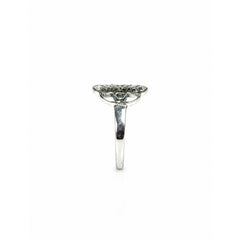 925 Silver Ring Geometric Openwork Lattice Pattern Decorative Band