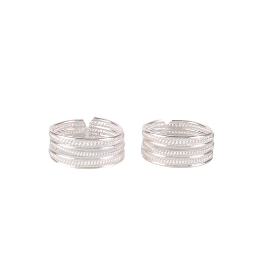 Fusionari 925 Sterling Silver Adjustable Toe Ring for Women | Handmade Jewelry | Elegant White Silver Design | Size 1.7 cm | One Pair