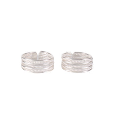 Fusionari 925 Sterling Silver Adjustable Toe Ring for Women | Handmade Jewelry | Elegant White Silver Design | Size 1.7 cm | One Pair