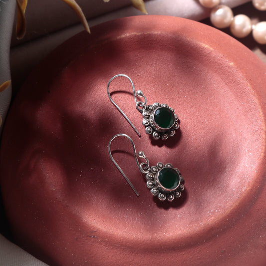 925 Sterling Silver Green Onyx Gemstone Earrings for Women | Vibrant Boho Chic Style