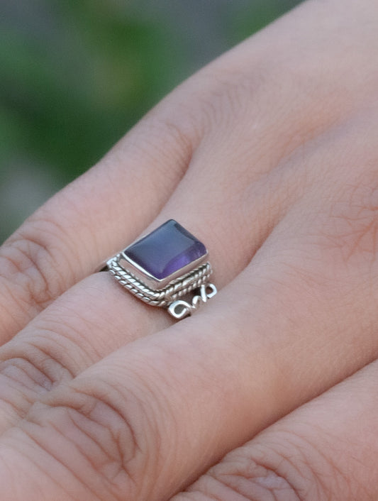 925 Sterling Silver Amethyst Ring for Women Handmade Gemstone Ring Adjustable Statement Jewelry Birthday Gift