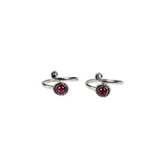 925 Silver Toe Ring Garnet Round Shape Cabochon Cut Bezel Setting