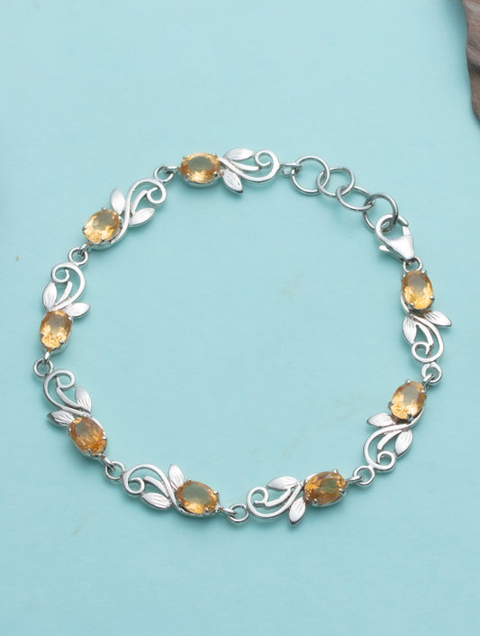 925 Sterling Silver Citrine Bracelet for Women Handmade Gemstone Bracelet Elegant Jewelry Gift for Her