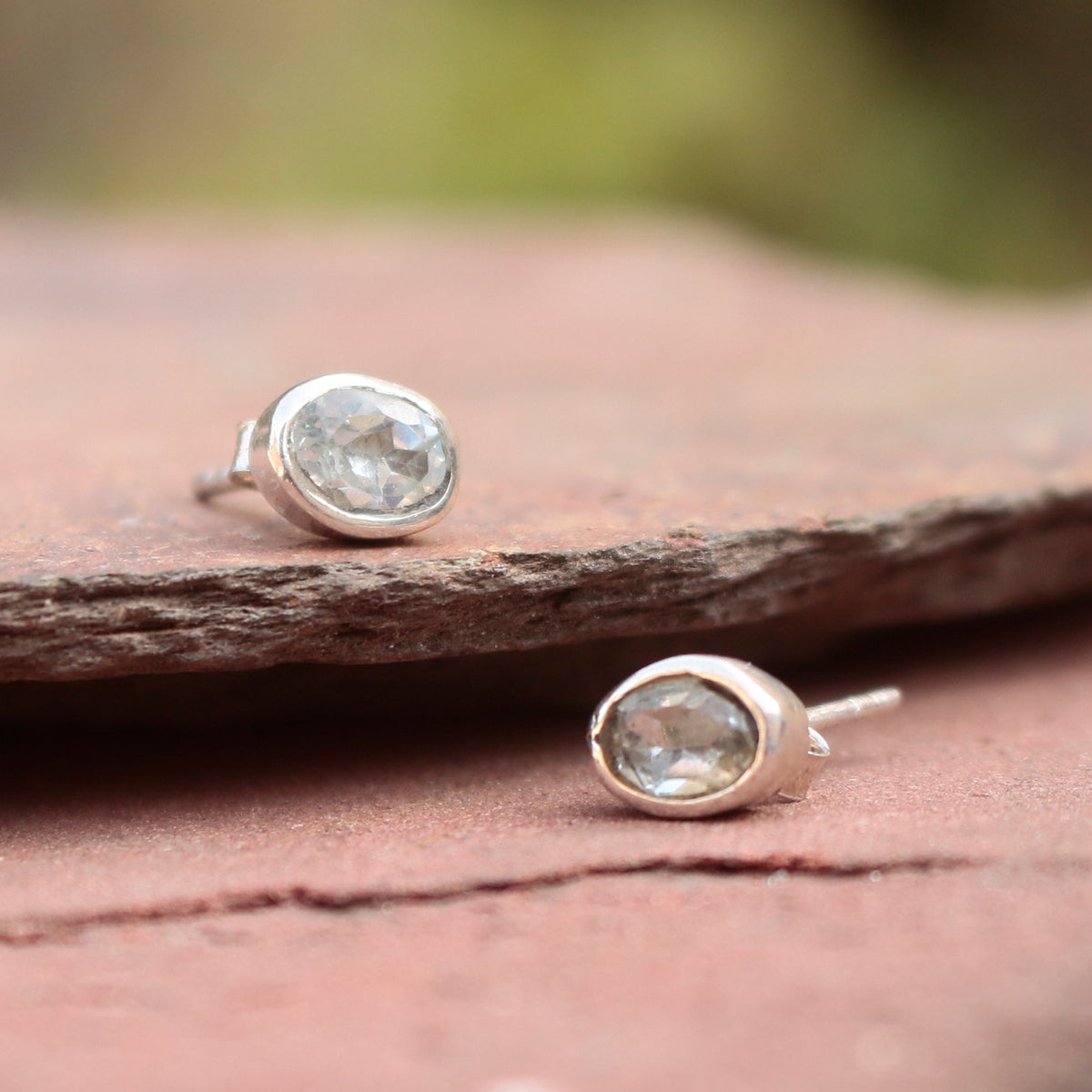 925 Sterling Silver Blue Topaz Eartops for Women | Authentic Silver Jewelry | Handcrafted Elegant Gift