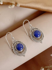 925 Sterling Silver Lapis Earrings for Women | Gemstone Earrings | Handmade Silver Jewelry | Elegant Daily Wear Gift