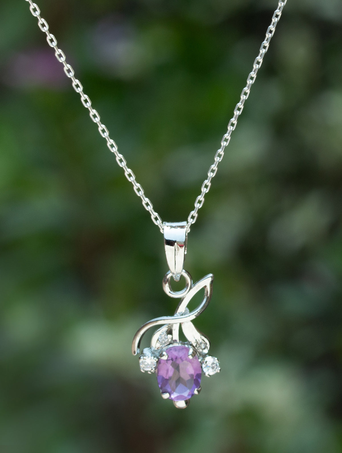 925 Sterling Silver Amethyst Pendant  Handmade Gemstone Necklace for Women Elegant Jewelry Gift