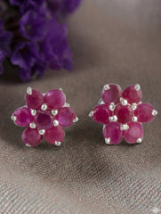 925 Sterling Silver Ruby Stud Earrings for Women | Gemstone Stud Eartop | Handmade Silver Jewelry | Elegant Daily Wear Gift