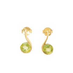 925 Sterling Silver Peridot Gemstone Stud Earrings with 2.5 Micron Gold Plating