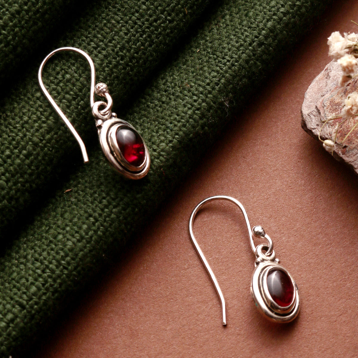 925 Sterling Silver Garnet Earrings for Women |Silver Jewelry | Handcrafted Elegant Gift