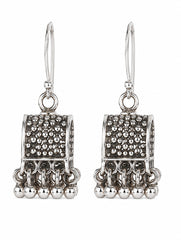 925 Sterling Silver Textured Jhumka Dangle Earrings Traditional Jewellery