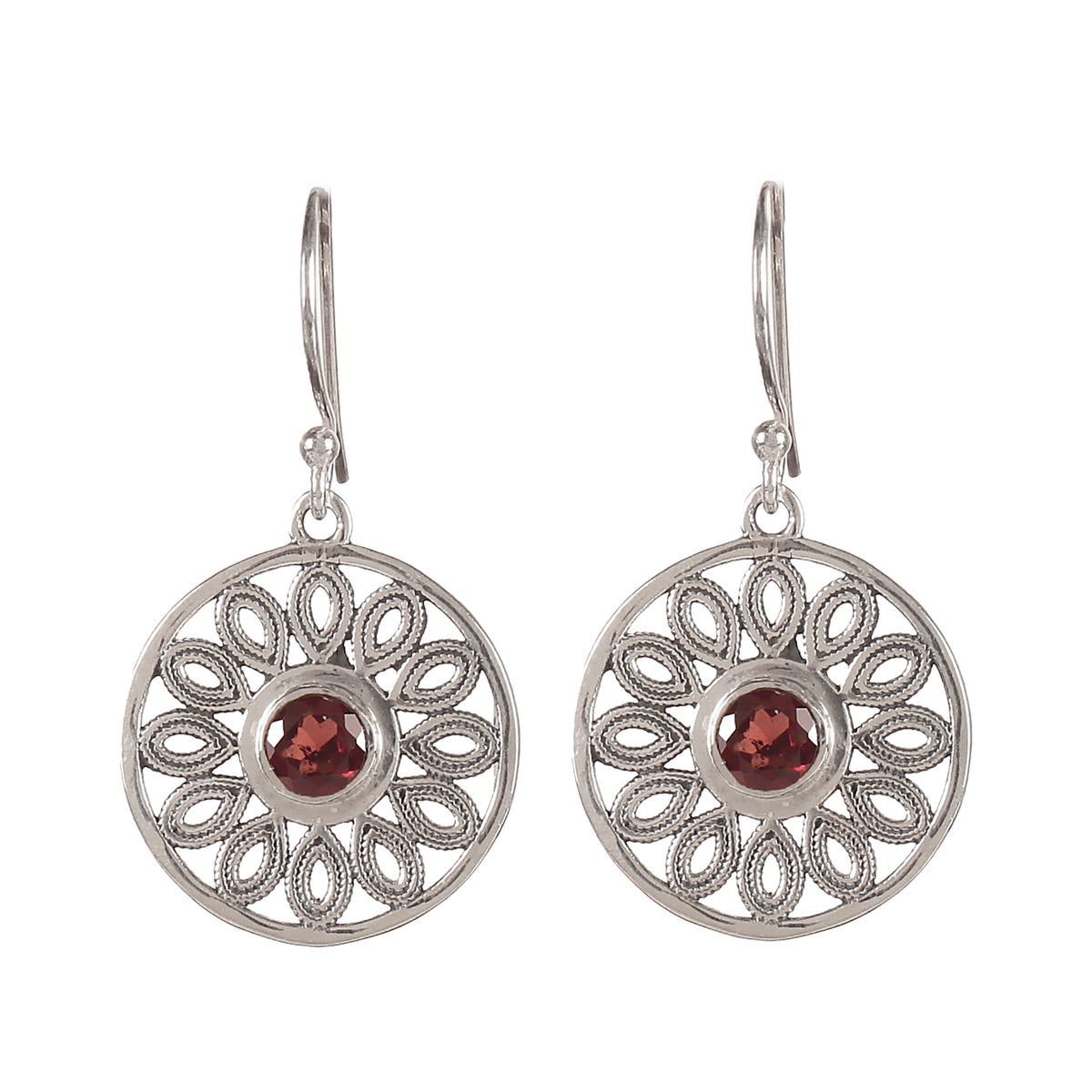 925 Sterling Silver Garnet Drop Earrings for Women | Vintage Inspired Elegant Jewelry