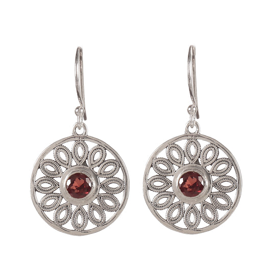 925 Sterling Silver Garnet Drop Earrings for Women | Vintage Inspired Elegant Jewelry