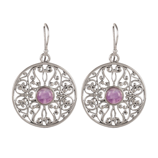 Fusionari 925 Sterling Silver Amethyst Earrings for Women | Purple Gemstone Jewelry | Handcrafted Luxury Gift