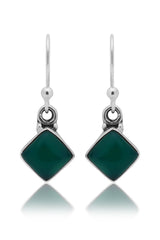 Fusionari 925 Sterling Silver Green Onyx Earrings for Women | Gemstone Jewelry | Handcrafted Boho Gift