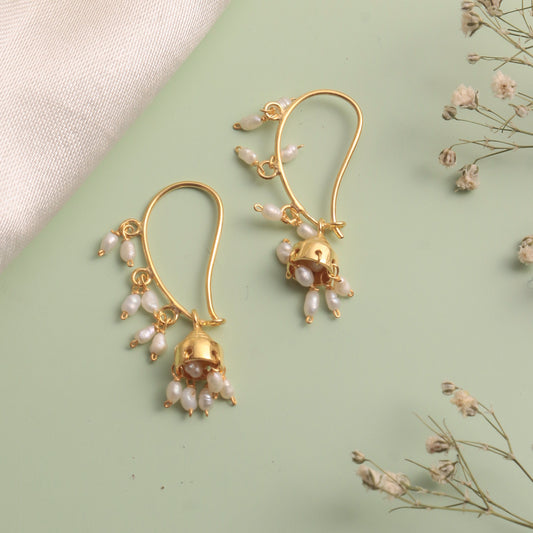 925 Sterling Silver Gold Plated Pearl Mango Jhumka for Women| Authentic Silver Jewelry | Handcrafted Elegant Gift