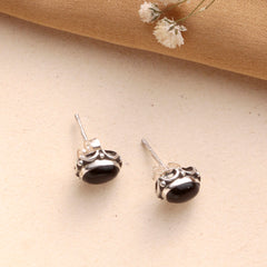 925 Sterling Silver Black Onyx Eartops for Women | Natural Gemstone Jewelry | Elegant Gift