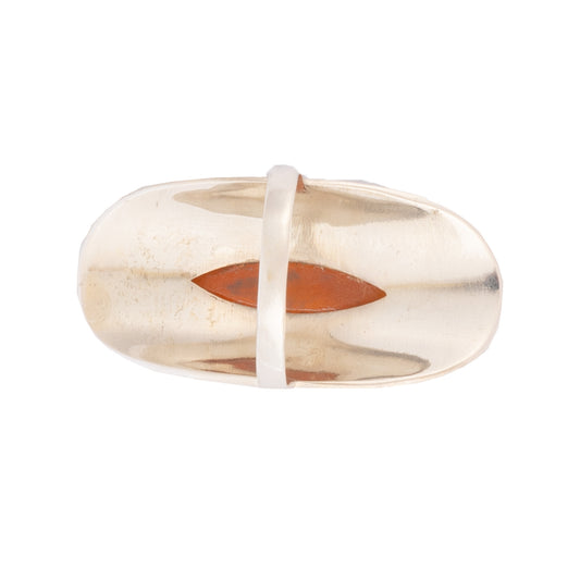 Fusionari 925 Sterling Silver Carnelian Ring for Women | Handmade Minimalist Jewelry | Unique Healing Crystal Design | Size 4.1x2 cm | One Piece