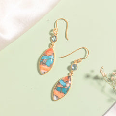 | 925 Sterling Silver Gold Plated Turquoise Stone Earrings for Women | Authentic Silver Jewelry | Handcrafted Elegant Gift