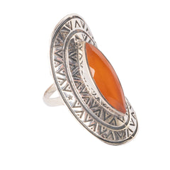 Fusionari 925 Sterling Silver Carnelian Ring for Women | Handmade Minimalist Jewelry | Unique Healing Crystal Design | Size 4.1x2 cm | One Piece