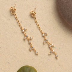 925 Sterling Silver Gold Plated Pearl Earrings for Women | Classic Pearl Jewelry | Elegant Handcrafted Gift