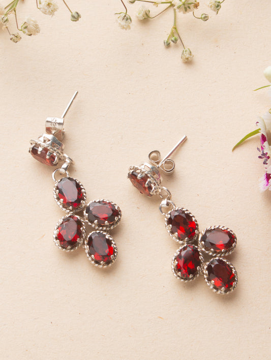 925 Sterling Silver Garnet Earrings for Women Handmade Gemstone Jewelry Elegant Party Wear Gift