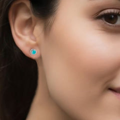 925 Sterling Silver Turquoise Eartop for Women | Natural Gemstone Stud Earrings | Handmade Jewelry